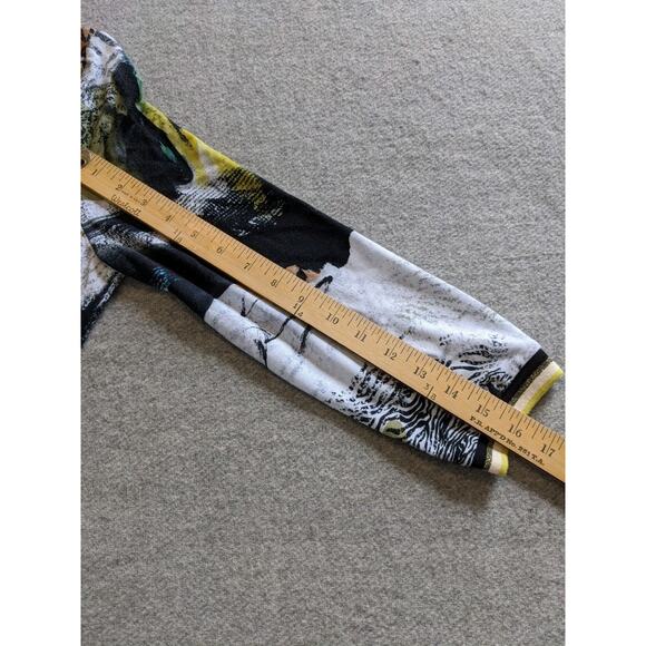 Dolcezza Safari Escape Art V-Neck 3/4 Sleeve Drawstring Hem Top Womens Size S - Picture 7 of 7